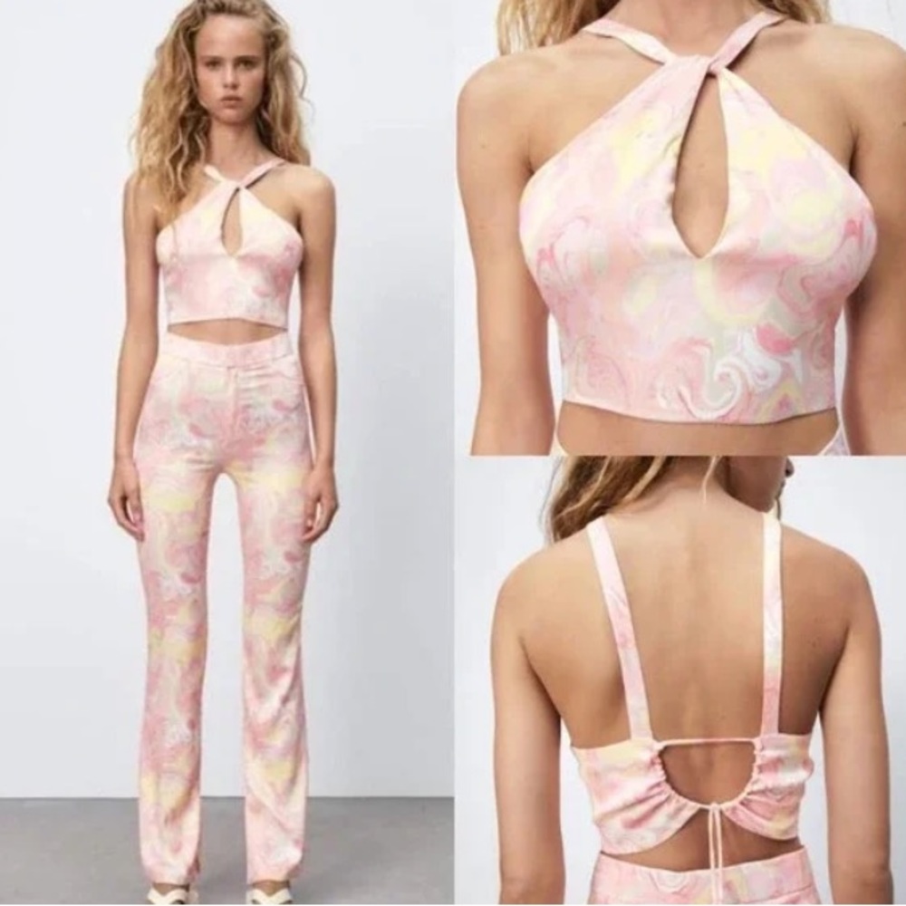 Zara halter style printed top